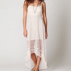 Mesh hi low midi dress slip